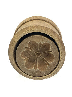Handmade Wood Butter Mold Press Carved Flower Pattern Stamp
